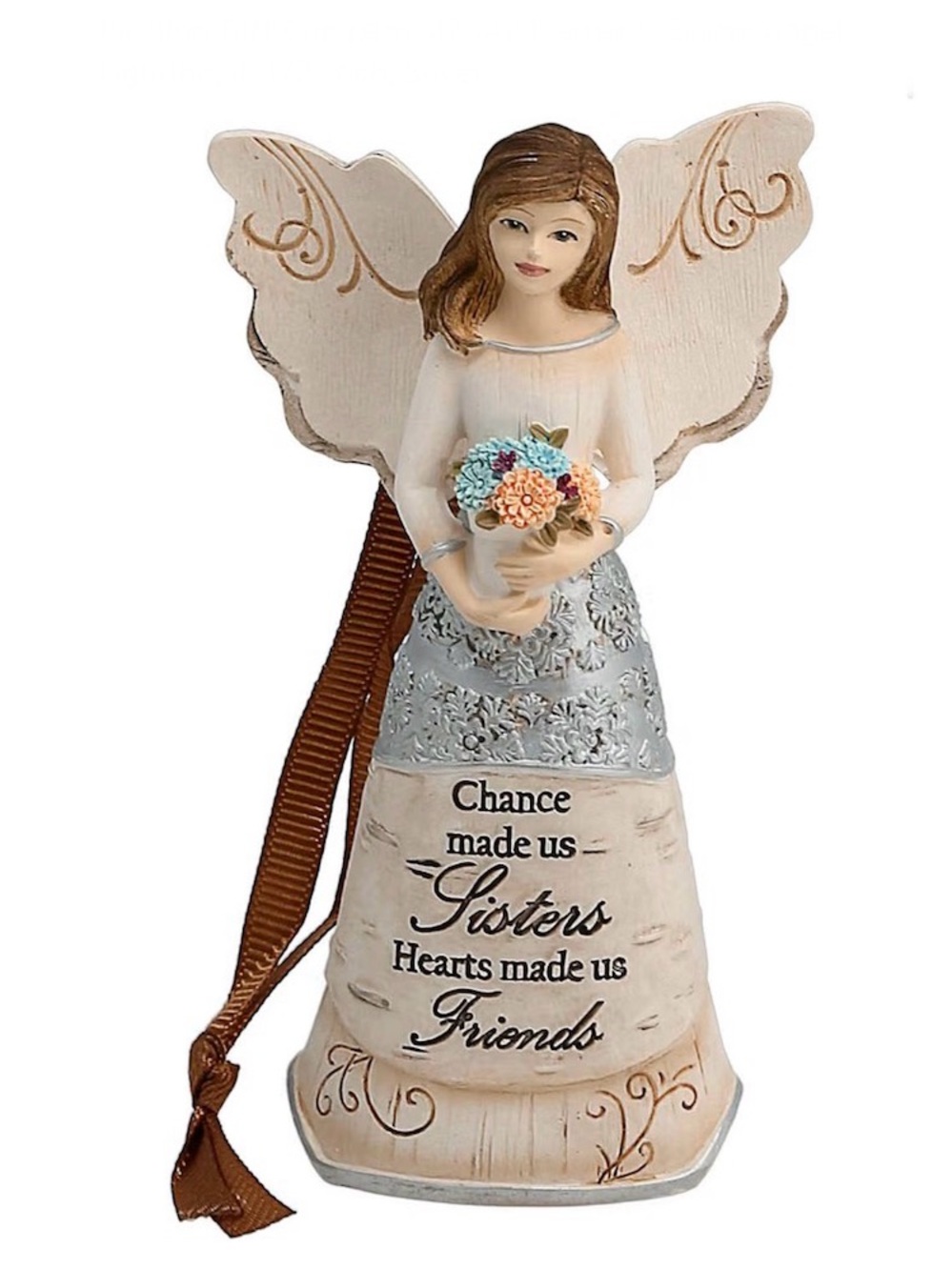 Elements Sister Angel Figurine, 4-1/2-Inch, Silver